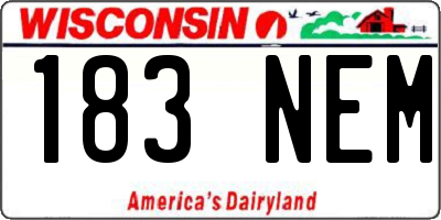 WI license plate 183NEM