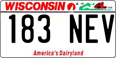 WI license plate 183NEV