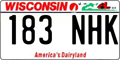WI license plate 183NHK