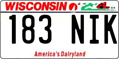 WI license plate 183NIK