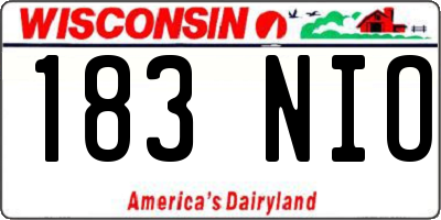 WI license plate 183NIO