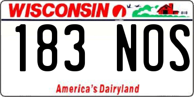 WI license plate 183NOS