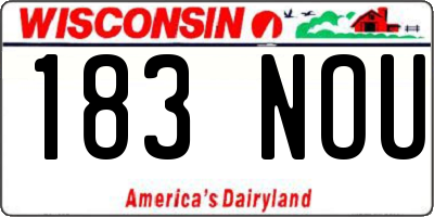 WI license plate 183NOU