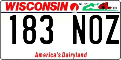 WI license plate 183NOZ