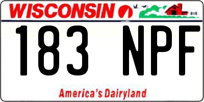 WI license plate 183NPF