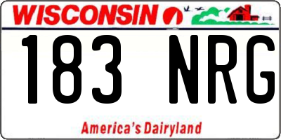 WI license plate 183NRG