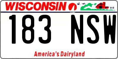 WI license plate 183NSW