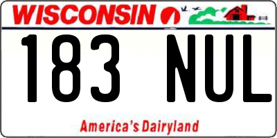 WI license plate 183NUL