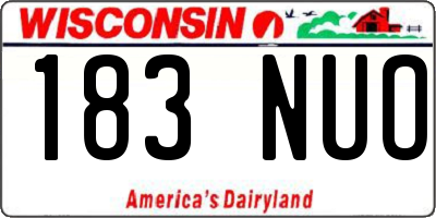 WI license plate 183NUO