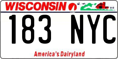 WI license plate 183NYC