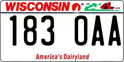 WI license plate 183OAA