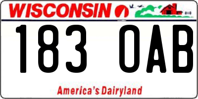 WI license plate 183OAB