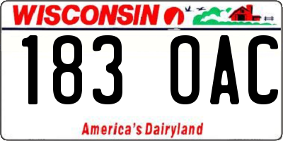 WI license plate 183OAC