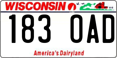WI license plate 183OAD