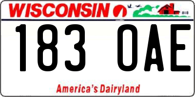 WI license plate 183OAE