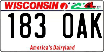 WI license plate 183OAK