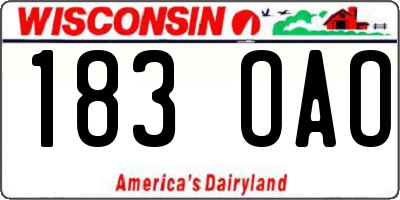 WI license plate 183OAO