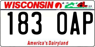 WI license plate 183OAP