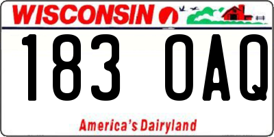 WI license plate 183OAQ
