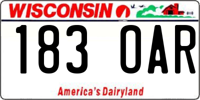 WI license plate 183OAR