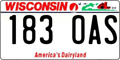 WI license plate 183OAS
