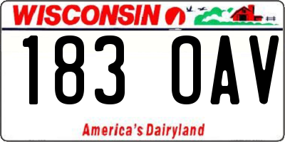 WI license plate 183OAV