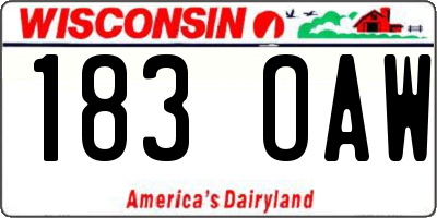 WI license plate 183OAW