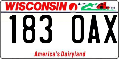 WI license plate 183OAX