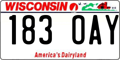 WI license plate 183OAY