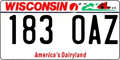 WI license plate 183OAZ