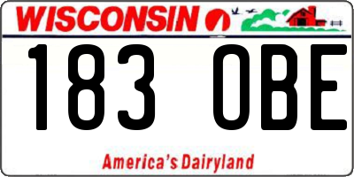 WI license plate 183OBE