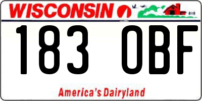 WI license plate 183OBF