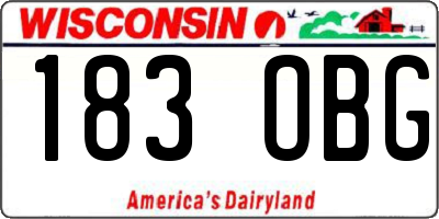 WI license plate 183OBG