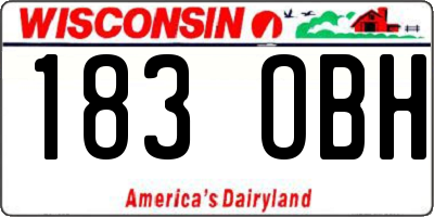 WI license plate 183OBH