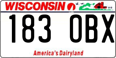 WI license plate 183OBX