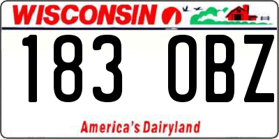 WI license plate 183OBZ