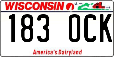 WI license plate 183OCK