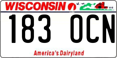 WI license plate 183OCN