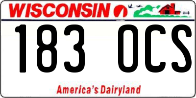 WI license plate 183OCS