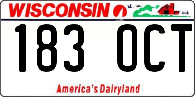 WI license plate 183OCT