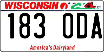 WI license plate 183ODA