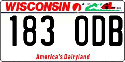 WI license plate 183ODB