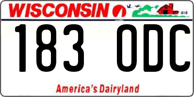 WI license plate 183ODC