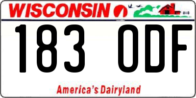 WI license plate 183ODF