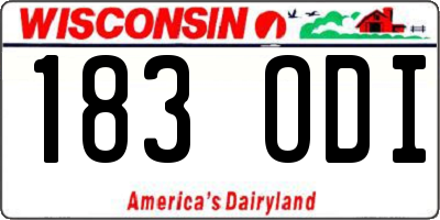 WI license plate 183ODI