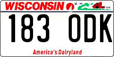 WI license plate 183ODK