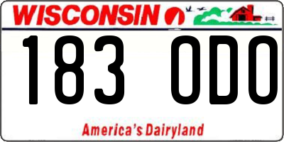 WI license plate 183ODO
