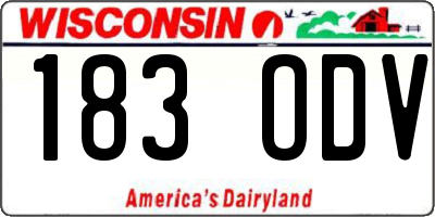 WI license plate 183ODV
