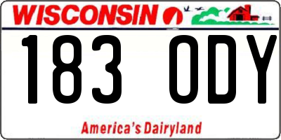 WI license plate 183ODY