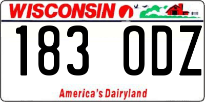 WI license plate 183ODZ